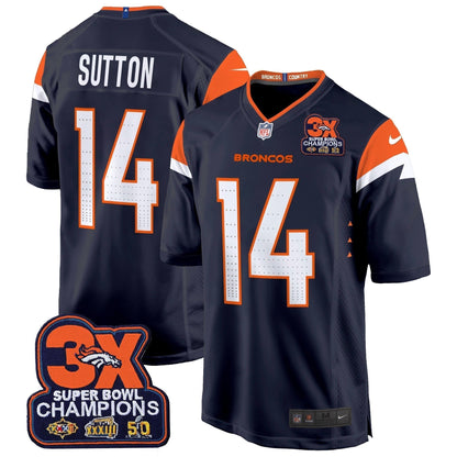DEN 3-Time Champions Patch Game Jersey - Al Stitched