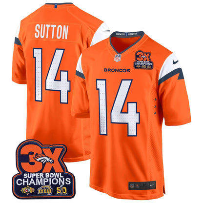 DEN 3-Time Champions Patch Game Jersey - Al Stitched