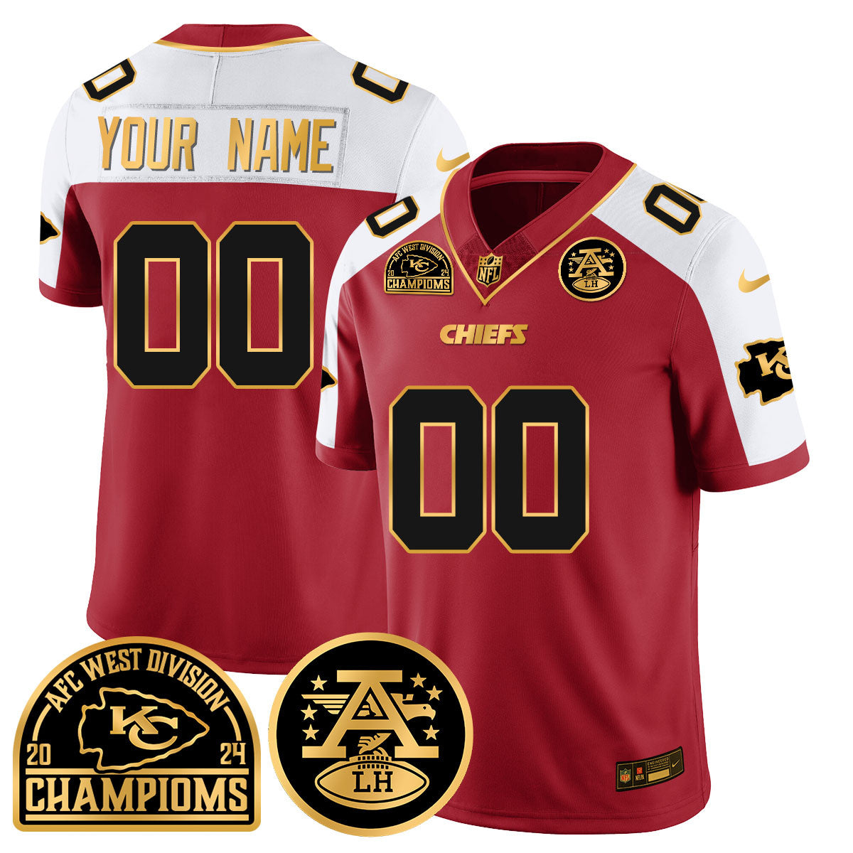 Custom Gender/Name Chiefs 2024 AFC West Champs Jersey - Stitched