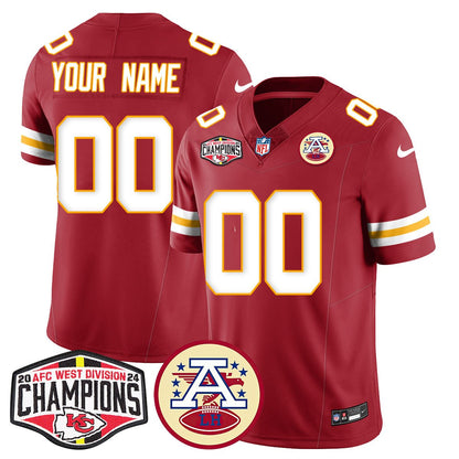 Custom Gender/Name Chiefs 2024 AFC West Champs Jersey - Stitched