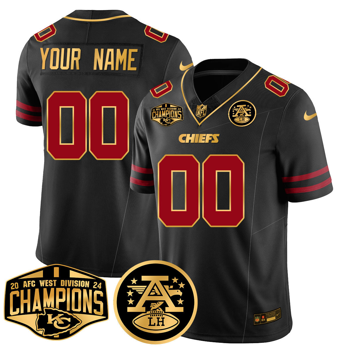 Custom Gender/Name Chiefs 2024 AFC West Champs Jersey - Stitched