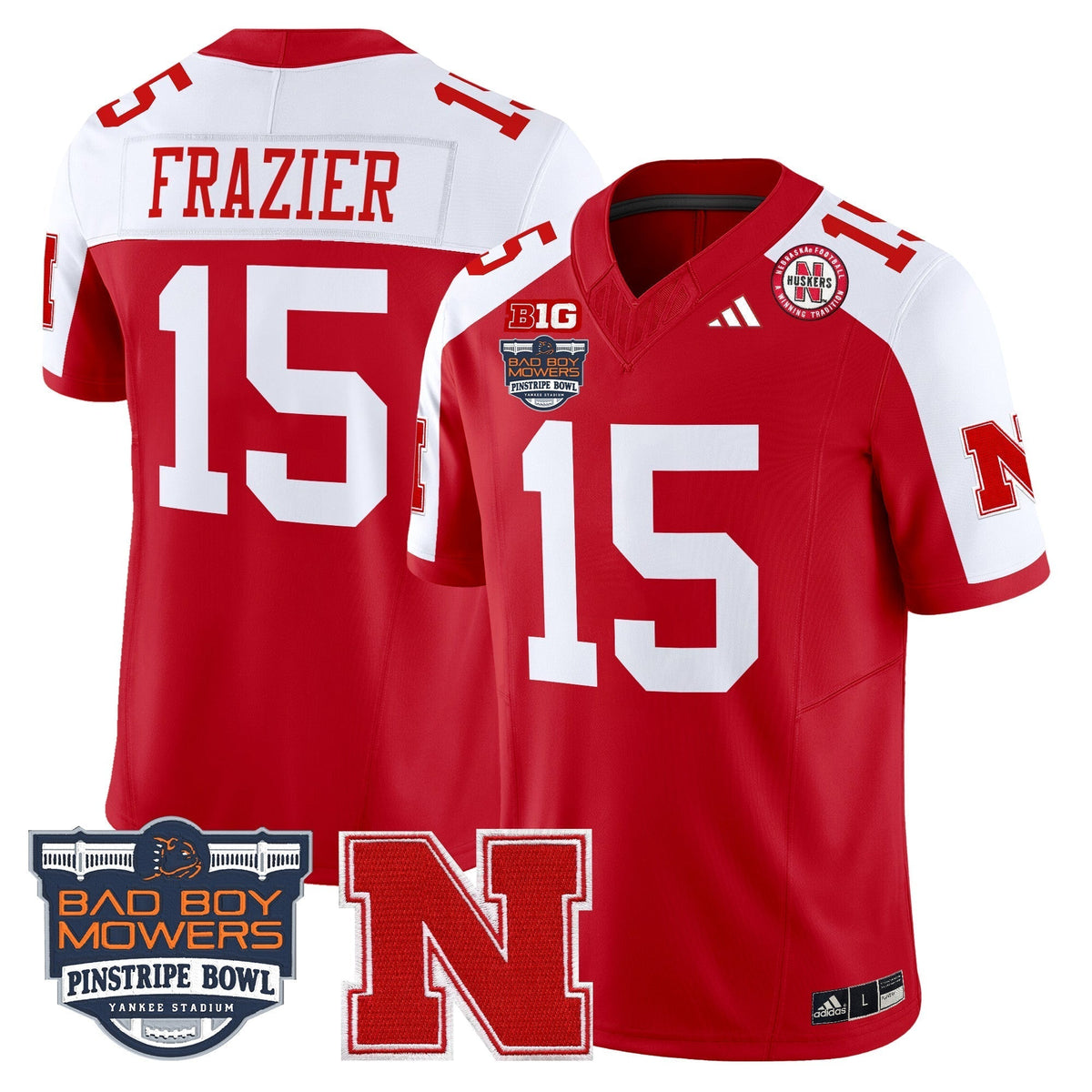 Men's Nebraska Cornhuskers 2025 Pinstripe Bowl Patch Vapor Limited Jersey - All Stitched