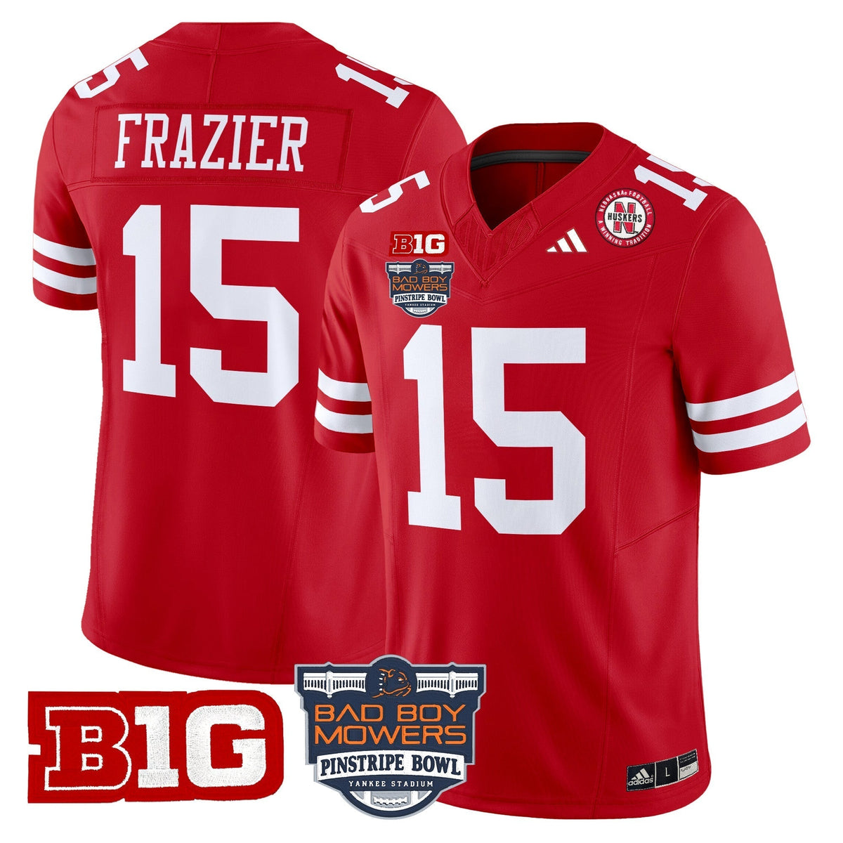 Men's Nebraska Cornhuskers 2025 Pinstripe Bowl Patch Vapor Limited Jersey - All Stitched
