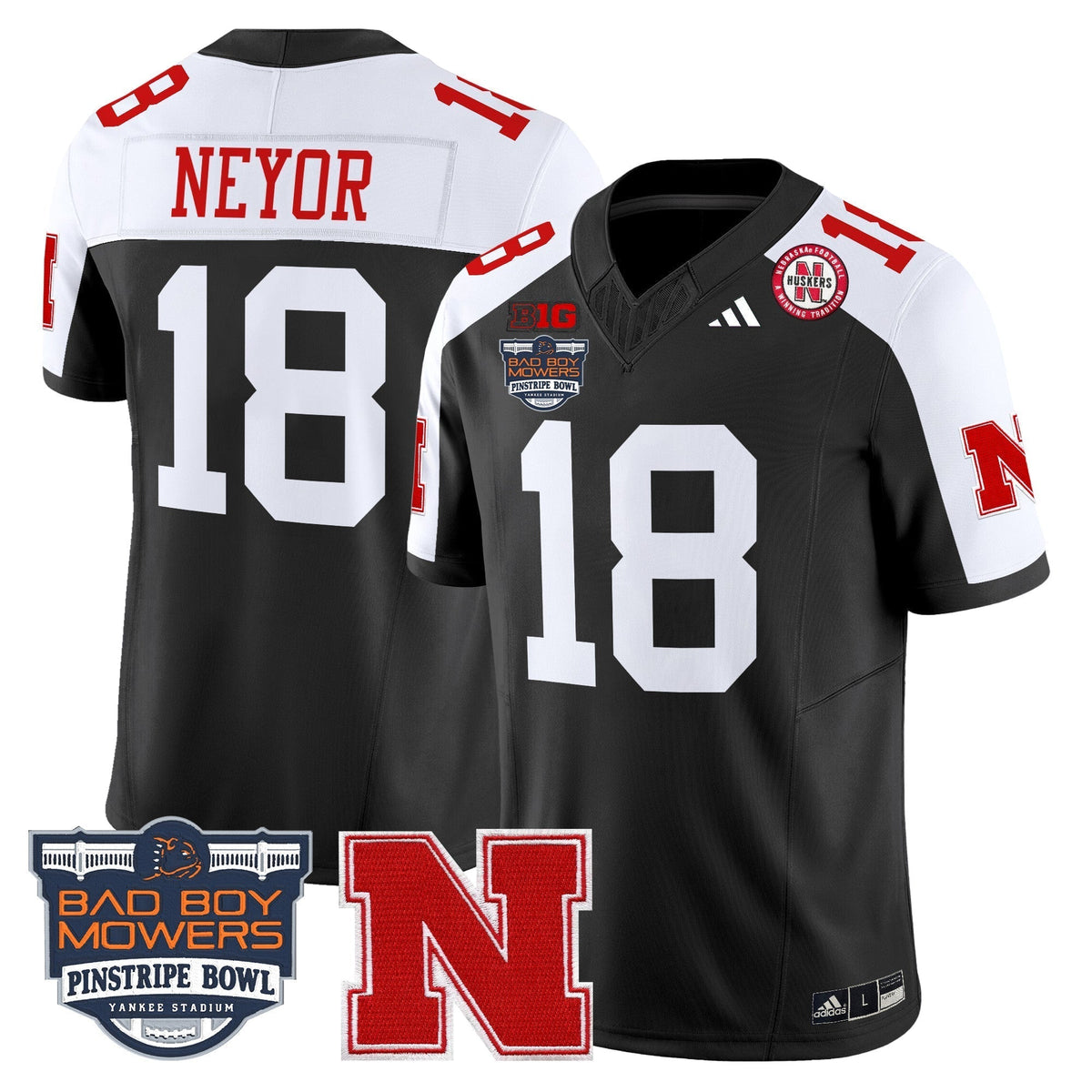 Men's Nebraska Cornhuskers 2025 Pinstripe Bowl Patch Vapor Limited Jersey - All Stitched