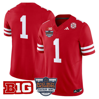 Men's Nebraska Cornhuskers 2025 Pinstripe Bowl Patch Vapor Limited Jersey - All Stitched