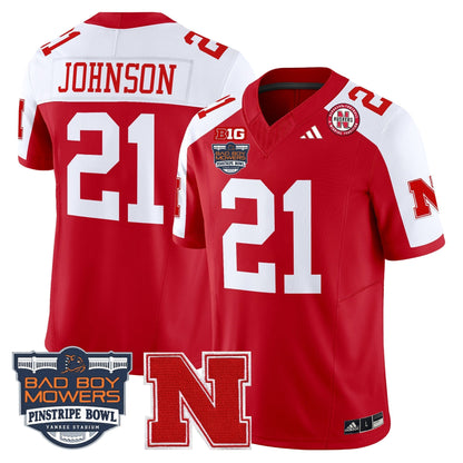 Men's Nebraska Cornhuskers 2025 Pinstripe Bowl Patch Vapor Limited Jersey - All Stitched