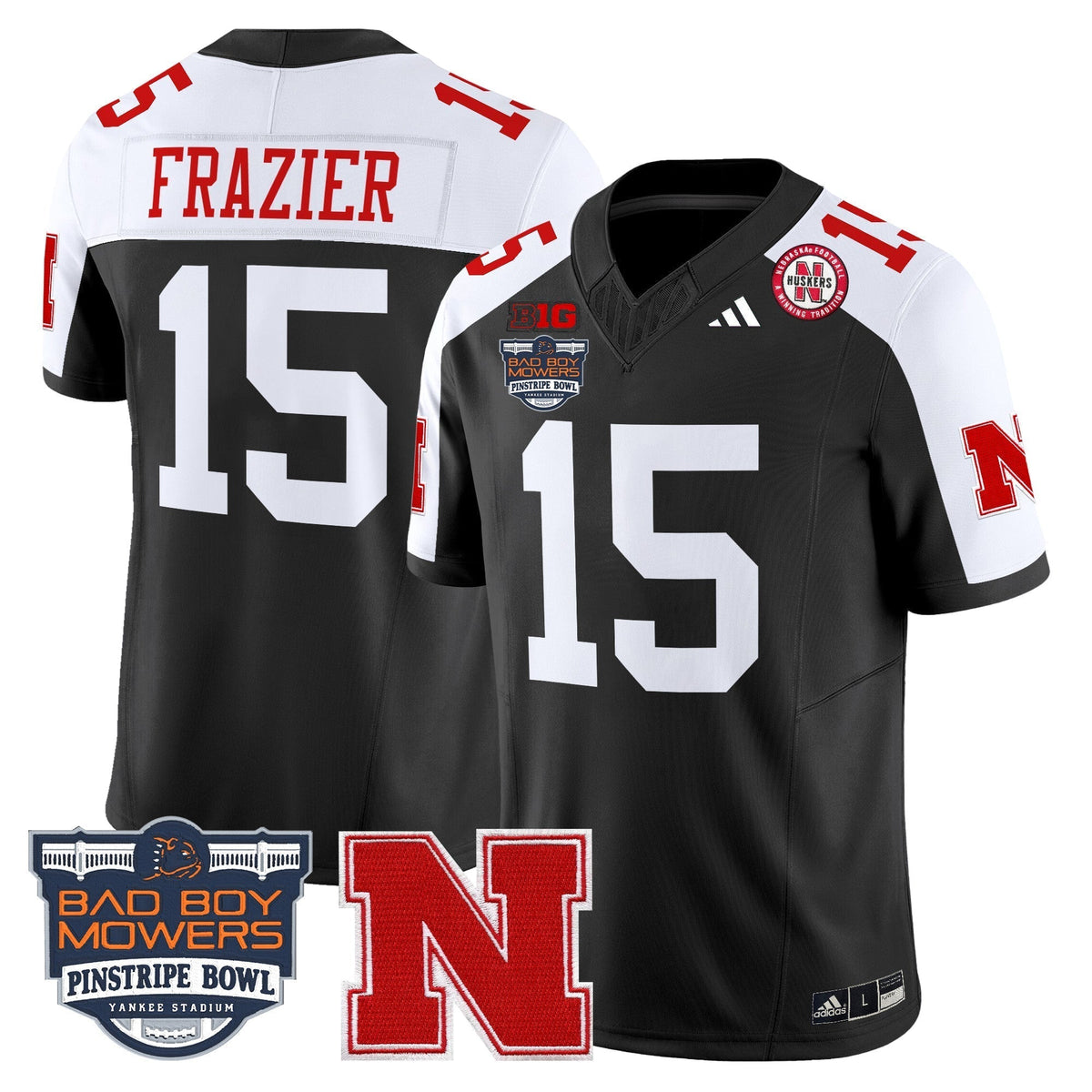 Men's Nebraska Cornhuskers 2025 Pinstripe Bowl Patch Vapor Limited Jersey - All Stitched