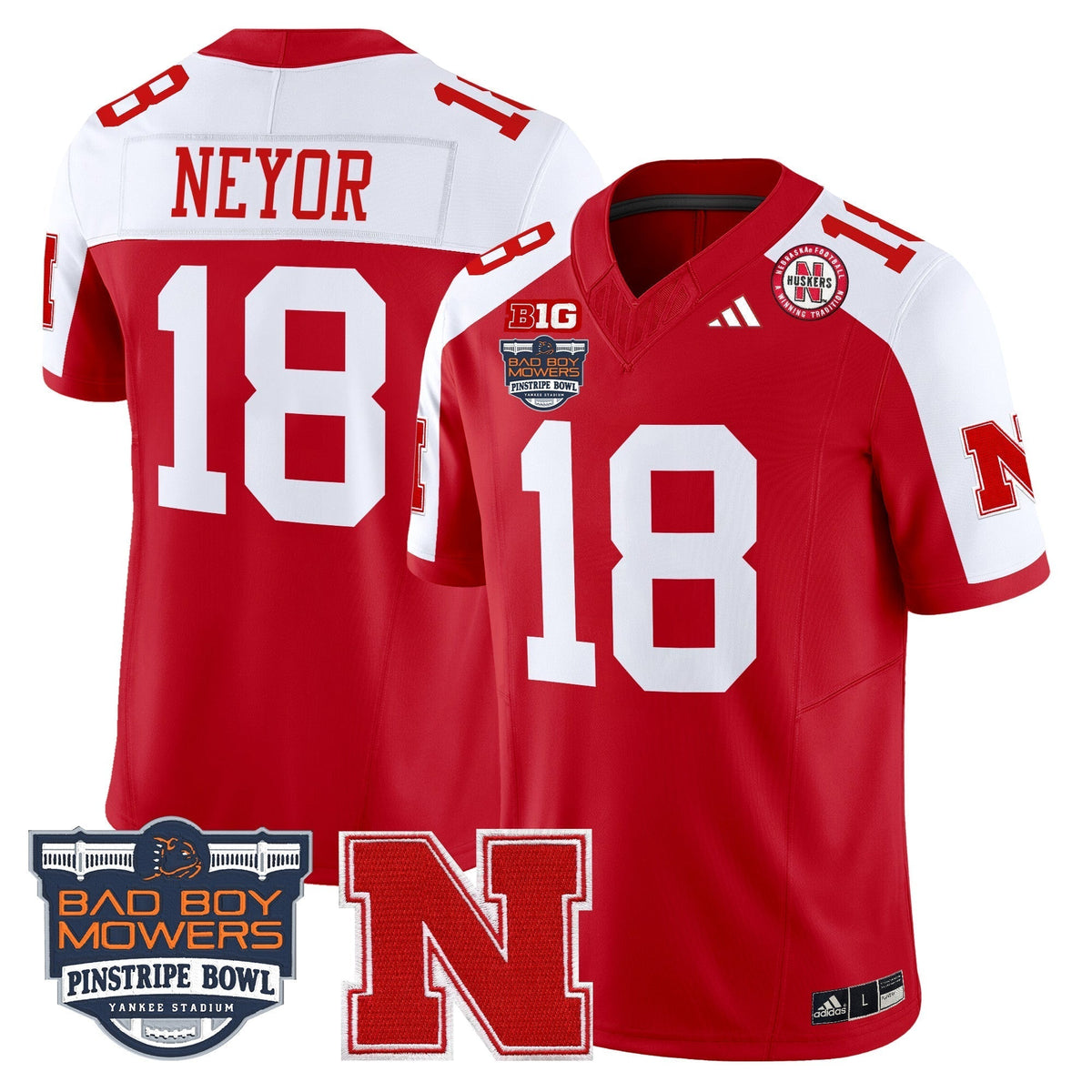 Men's Nebraska Cornhuskers 2025 Pinstripe Bowl Patch Vapor Limited Jersey - All Stitched