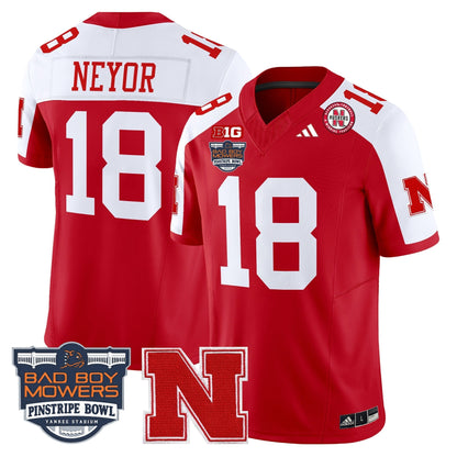 Men's Nebraska Cornhuskers 2025 Pinstripe Bowl Patch Vapor Limited Jersey - All Stitched