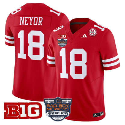 Men's Nebraska Cornhuskers 2025 Pinstripe Bowl Patch Vapor Limited Jersey - All Stitched