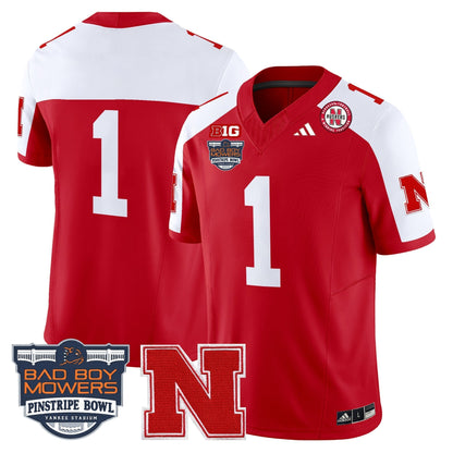 Men's Nebraska Cornhuskers 2025 Pinstripe Bowl Patch Vapor Limited Jersey - All Stitched
