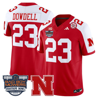 Men's Nebraska Cornhuskers 2025 Pinstripe Bowl Patch Vapor Limited Jersey - All Stitched