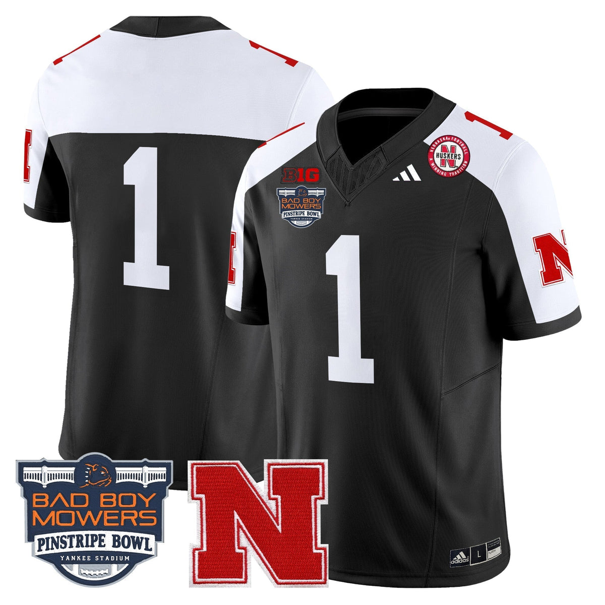 Men's Nebraska Cornhuskers 2025 Pinstripe Bowl Patch Vapor Limited Jersey - All Stitched
