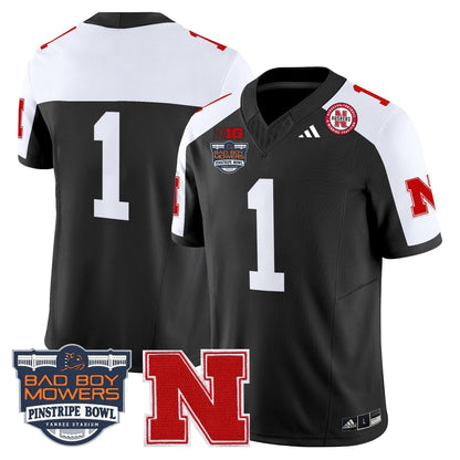 Men's Nebraska Cornhuskers 2025 Pinstripe Bowl Patch Vapor Limited Jersey - All Stitched