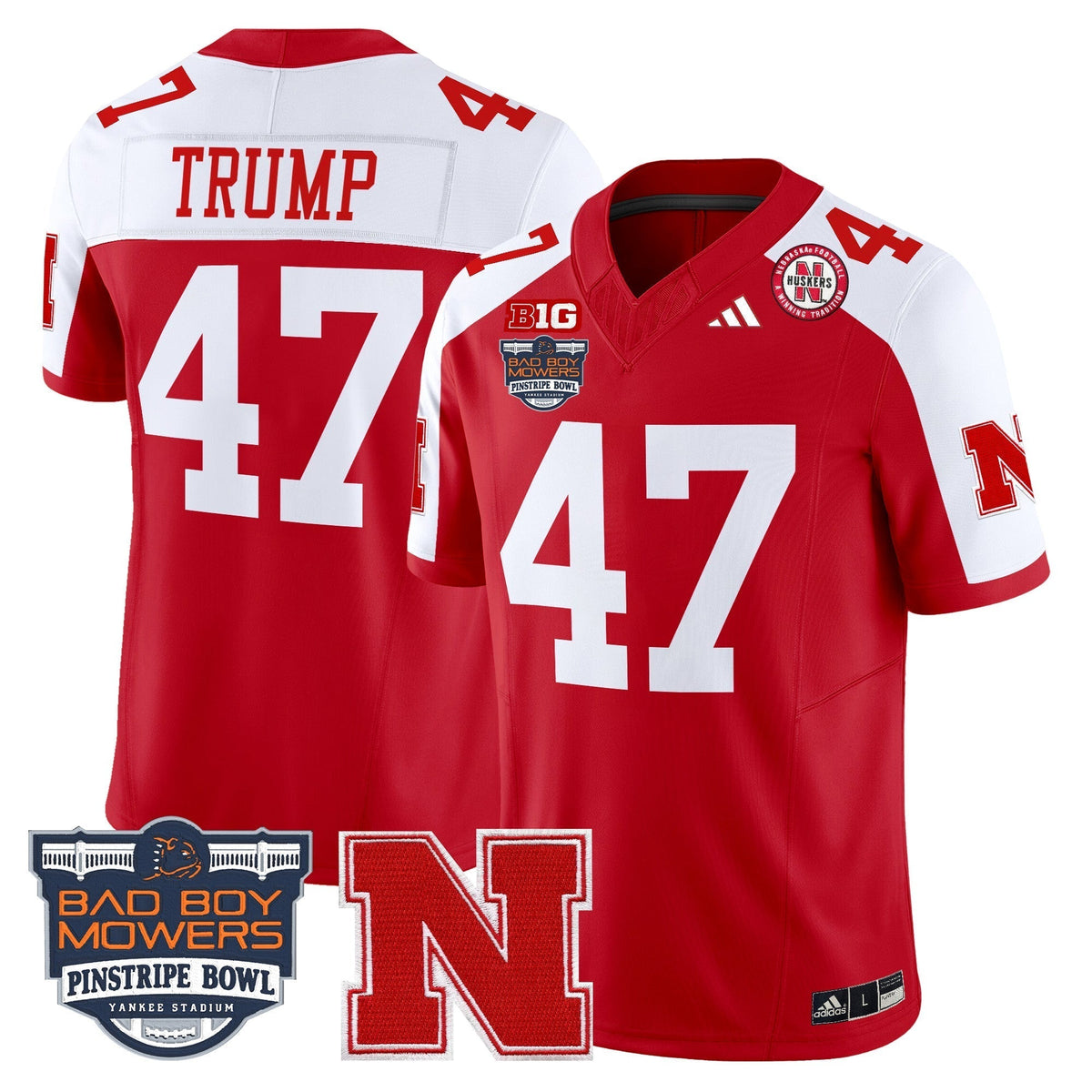 Men's Nebraska Cornhuskers 2025 Pinstripe Bowl Patch Vapor Limited Jersey - All Stitched