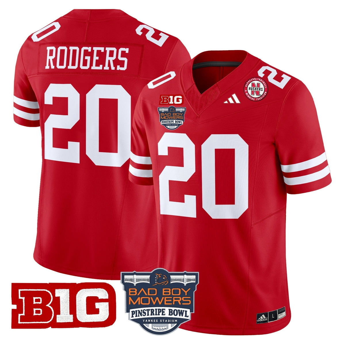 Men's Nebraska Cornhuskers 2025 Pinstripe Bowl Patch Vapor Limited Jersey - All Stitched
