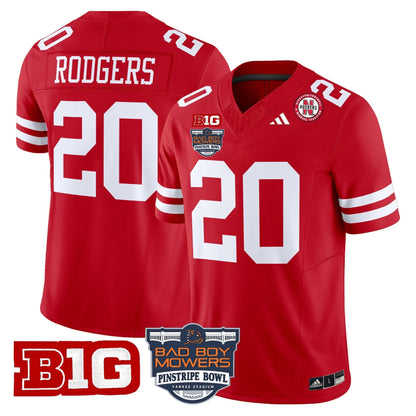 Men's Nebraska Cornhuskers 2025 Pinstripe Bowl Patch Vapor Limited Jersey - All Stitched