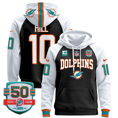 Men's Dolphins 50th 1972 Perfect Season Patch Pullover Hoodie V2 - All Stitched