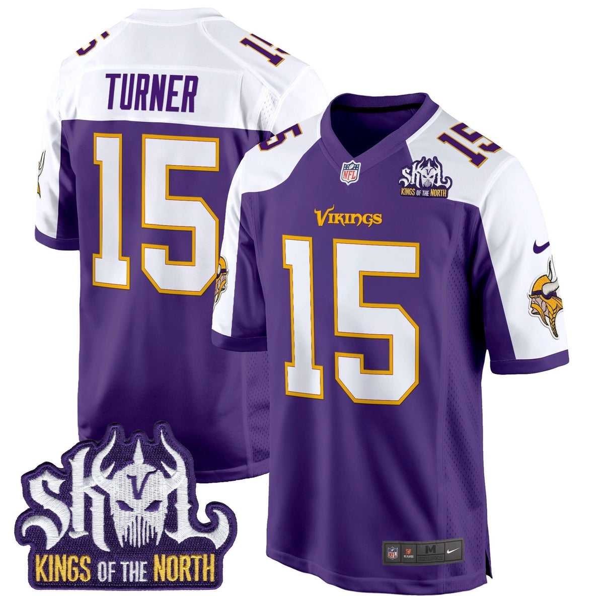 Men's Minnesota Vikings King Of The North Patch Throwback Game Jersey - All Stitched