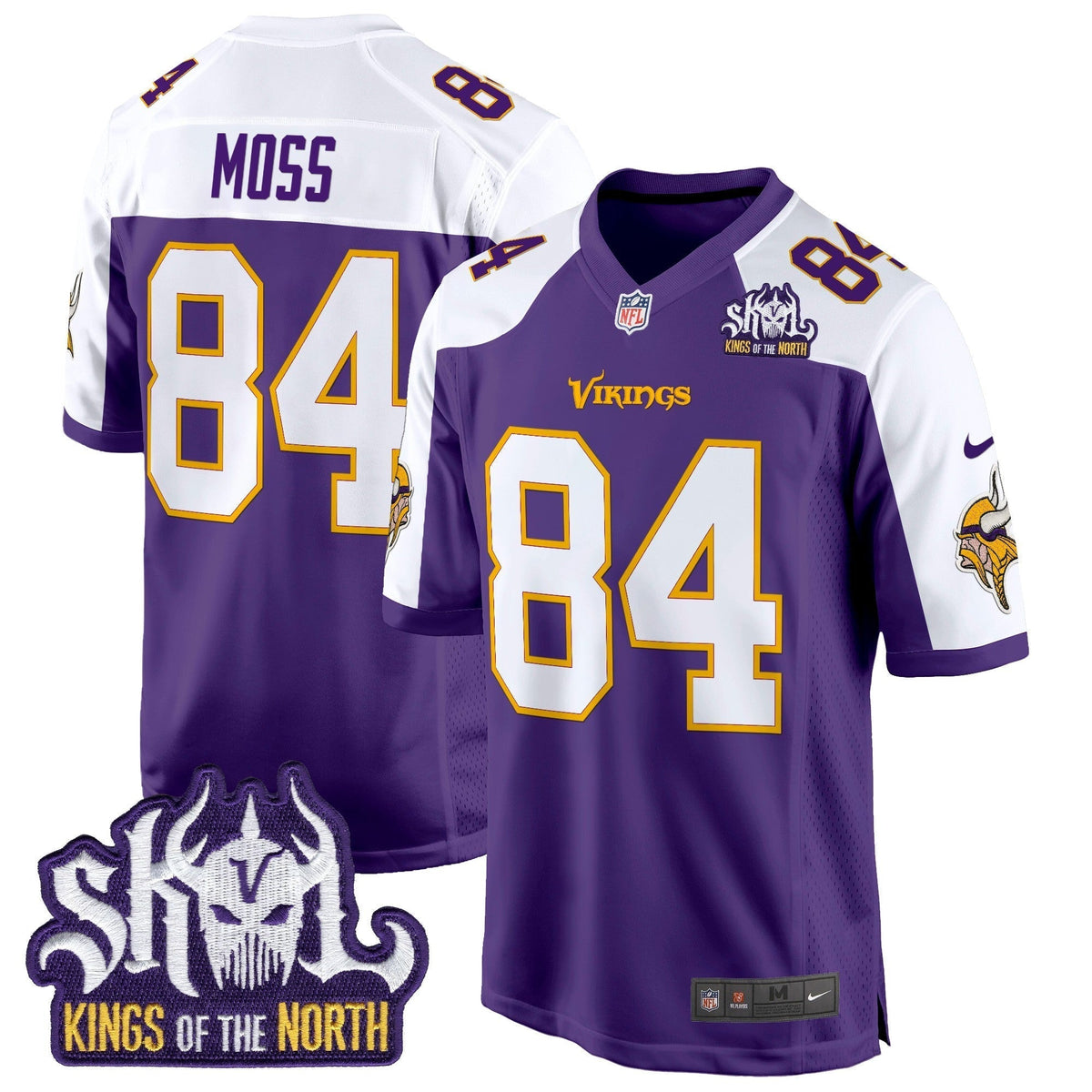Men's Minnesota Vikings King Of The North Patch Throwback Game Jersey - All Stitched