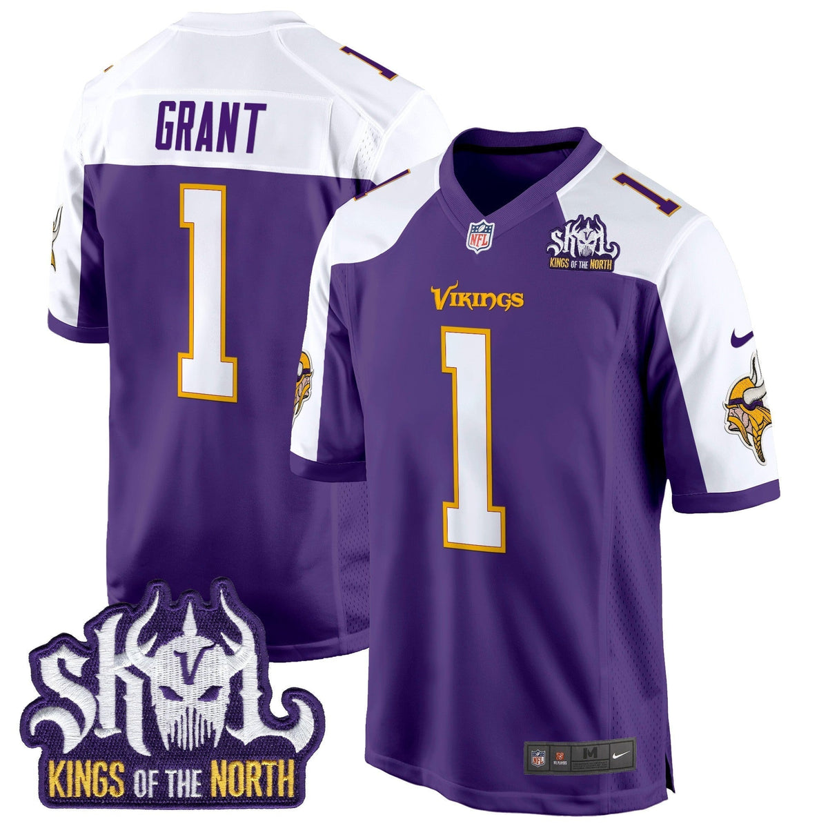 Men's Minnesota Vikings King Of The North Patch Throwback Game Jersey - All Stitched