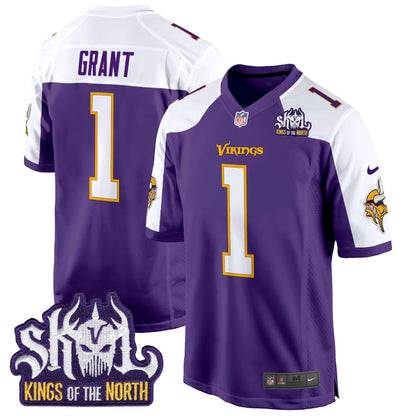 Men's Minnesota Vikings King Of The North Patch Throwback Game Jersey - All Stitched