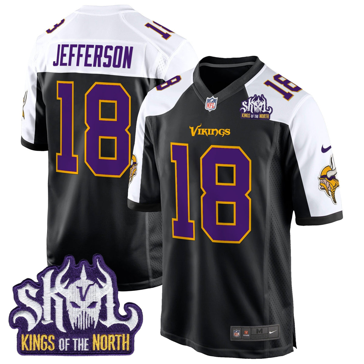 Men's Minnesota Vikings King Of The North Patch Throwback Game Jersey - All Stitched