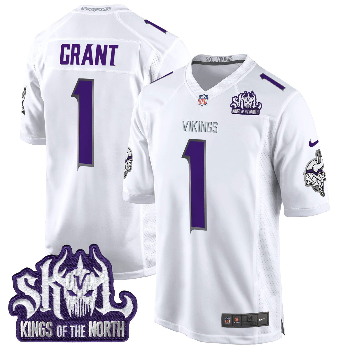 Men's Minnesota Vikings King Of The North Patch Throwback Game Jersey - All Stitched