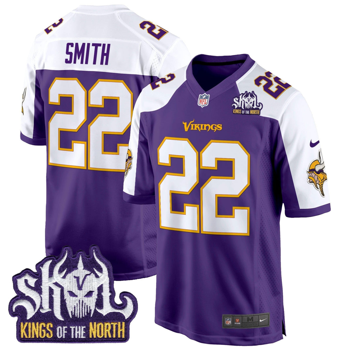 Men's Minnesota Vikings King Of The North Patch Throwback Game Jersey - All Stitched