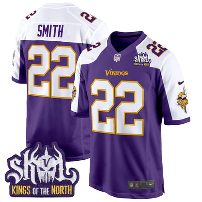 Men's Minnesota Vikings King Of The North Patch Throwback Game Jersey - All Stitched