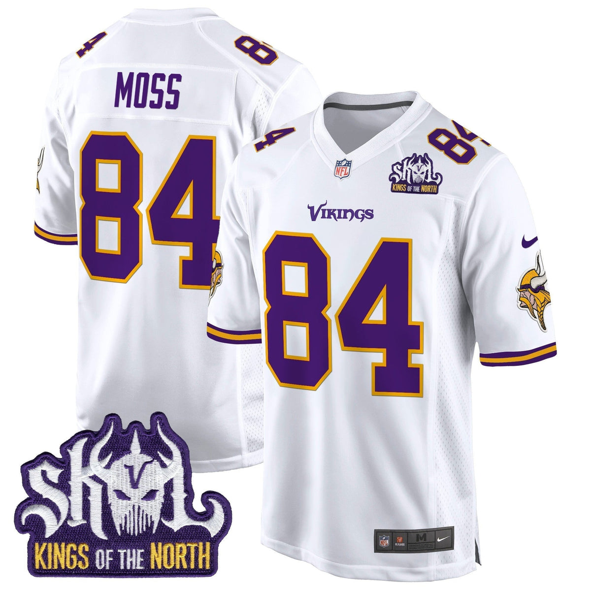 Men's Minnesota Vikings King Of The North Patch Throwback Game Jersey - All Stitched