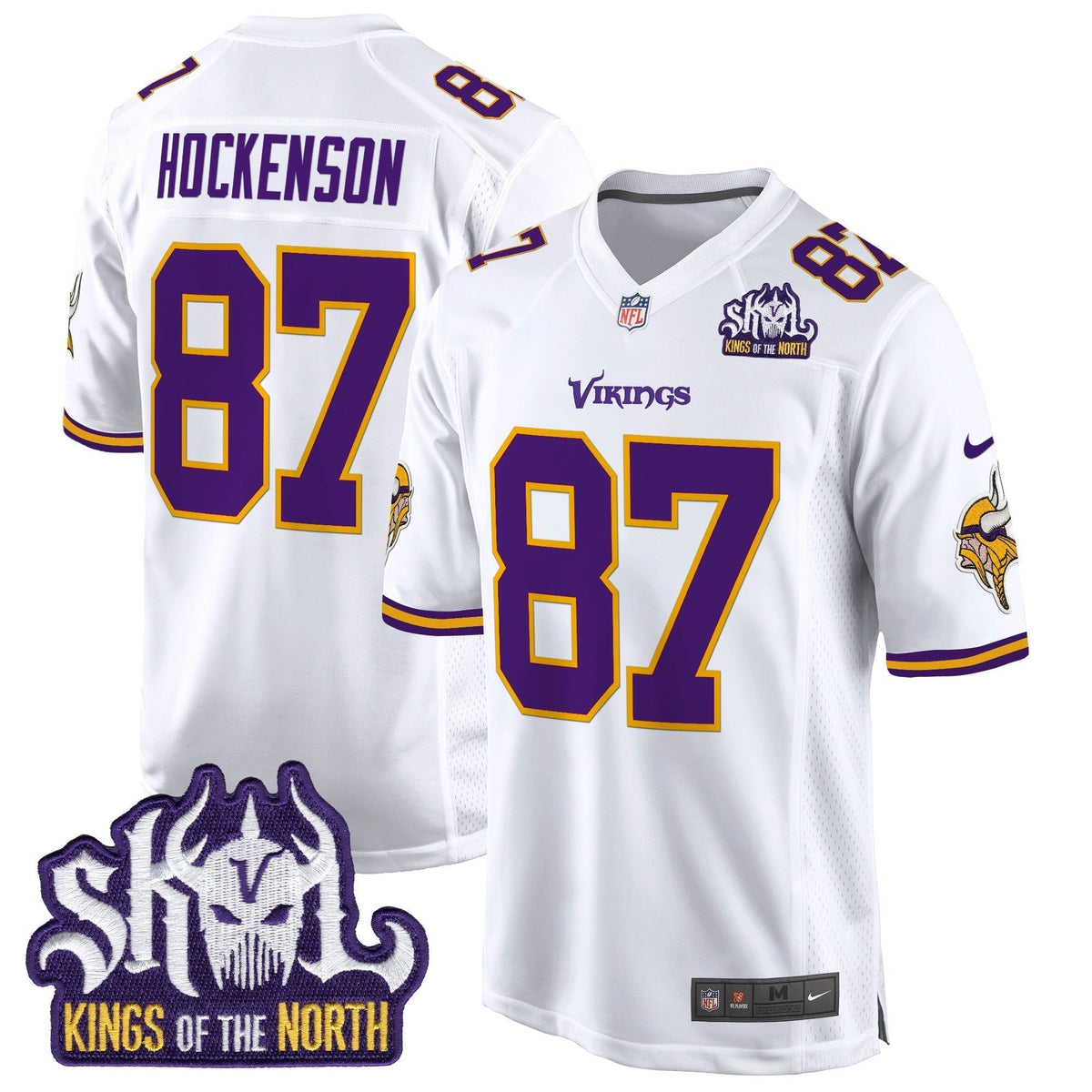 Men's Minnesota Vikings King Of The North Patch Throwback Game Jersey - All Stitched