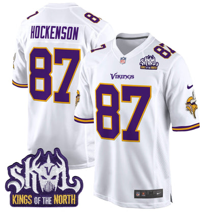 Men's Minnesota Vikings King Of The North Patch Throwback Game Jersey - All Stitched