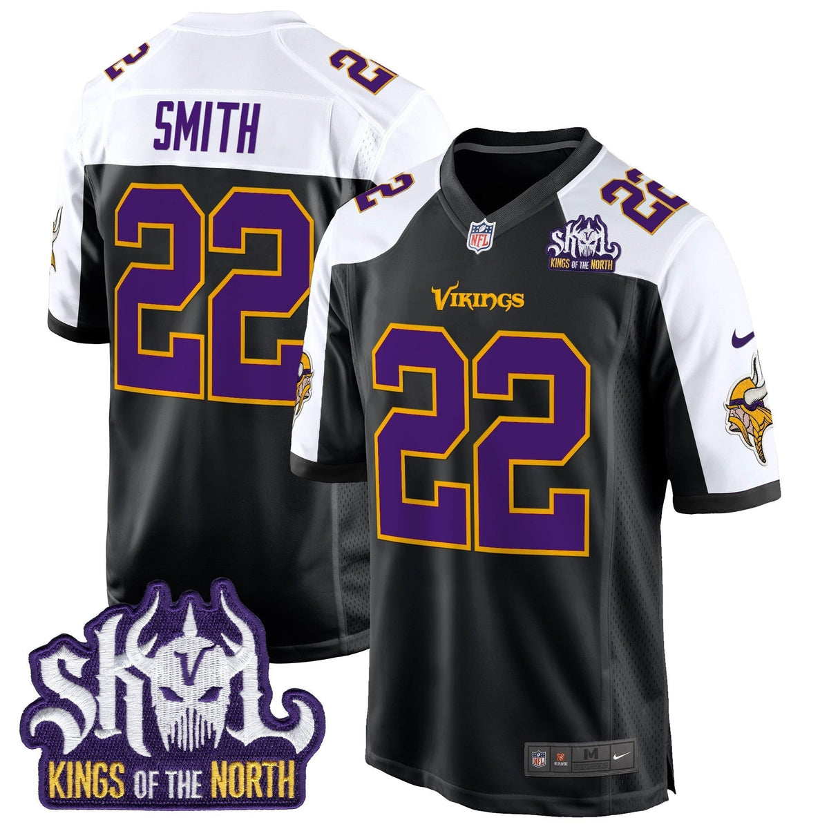 Men's Minnesota Vikings King Of The North Patch Throwback Game Jersey - All Stitched