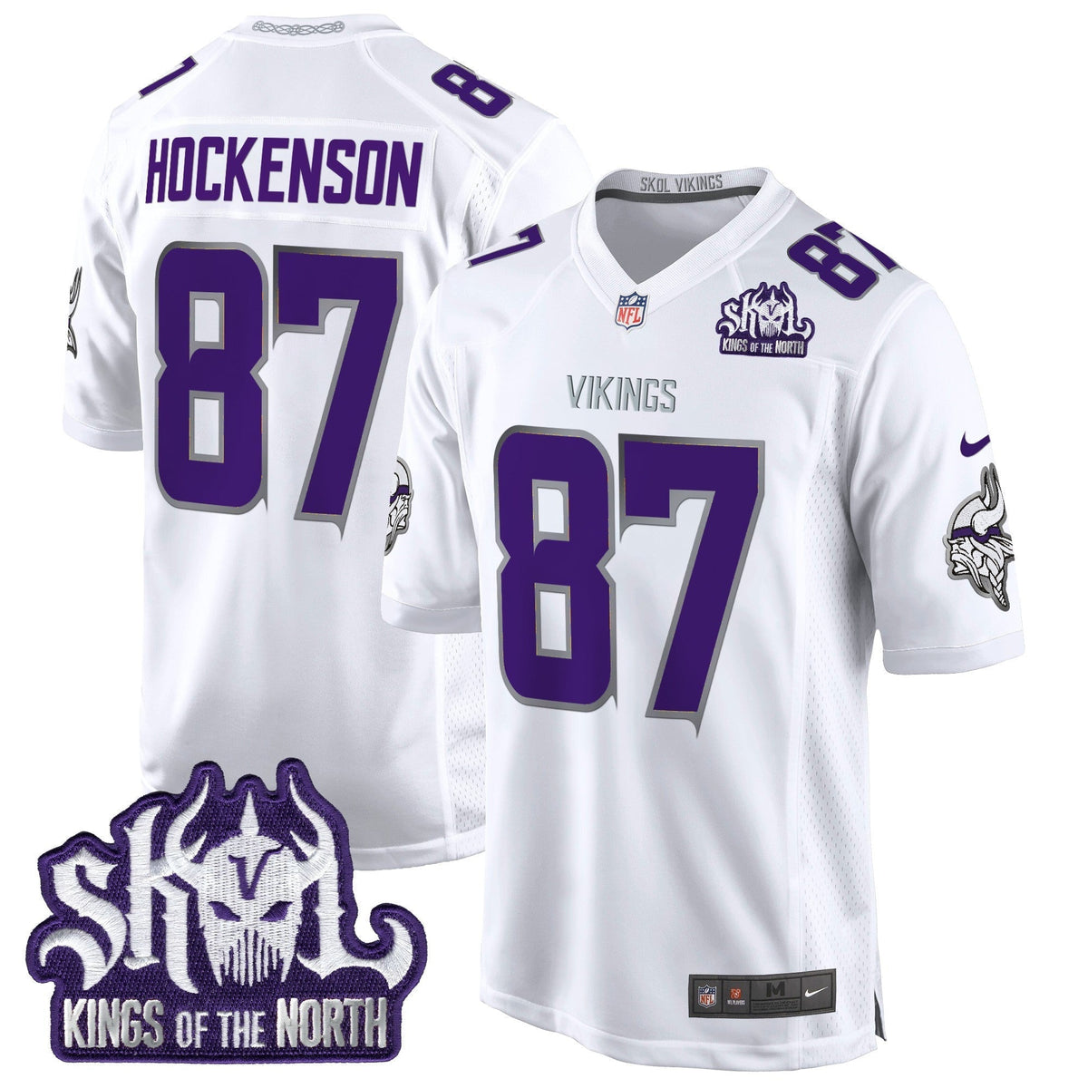 Men's Minnesota Vikings King Of The North Patch Throwback Game Jersey - All Stitched