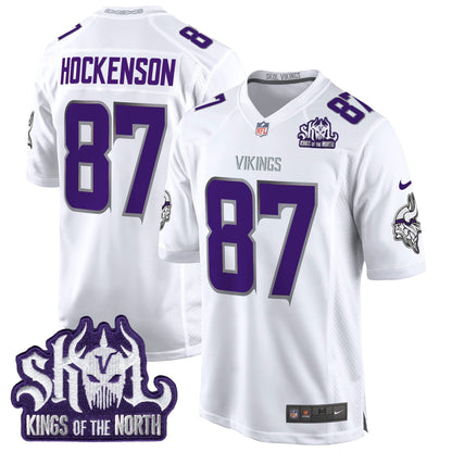 Men's Minnesota Vikings King Of The North Patch Throwback Game Jersey - All Stitched