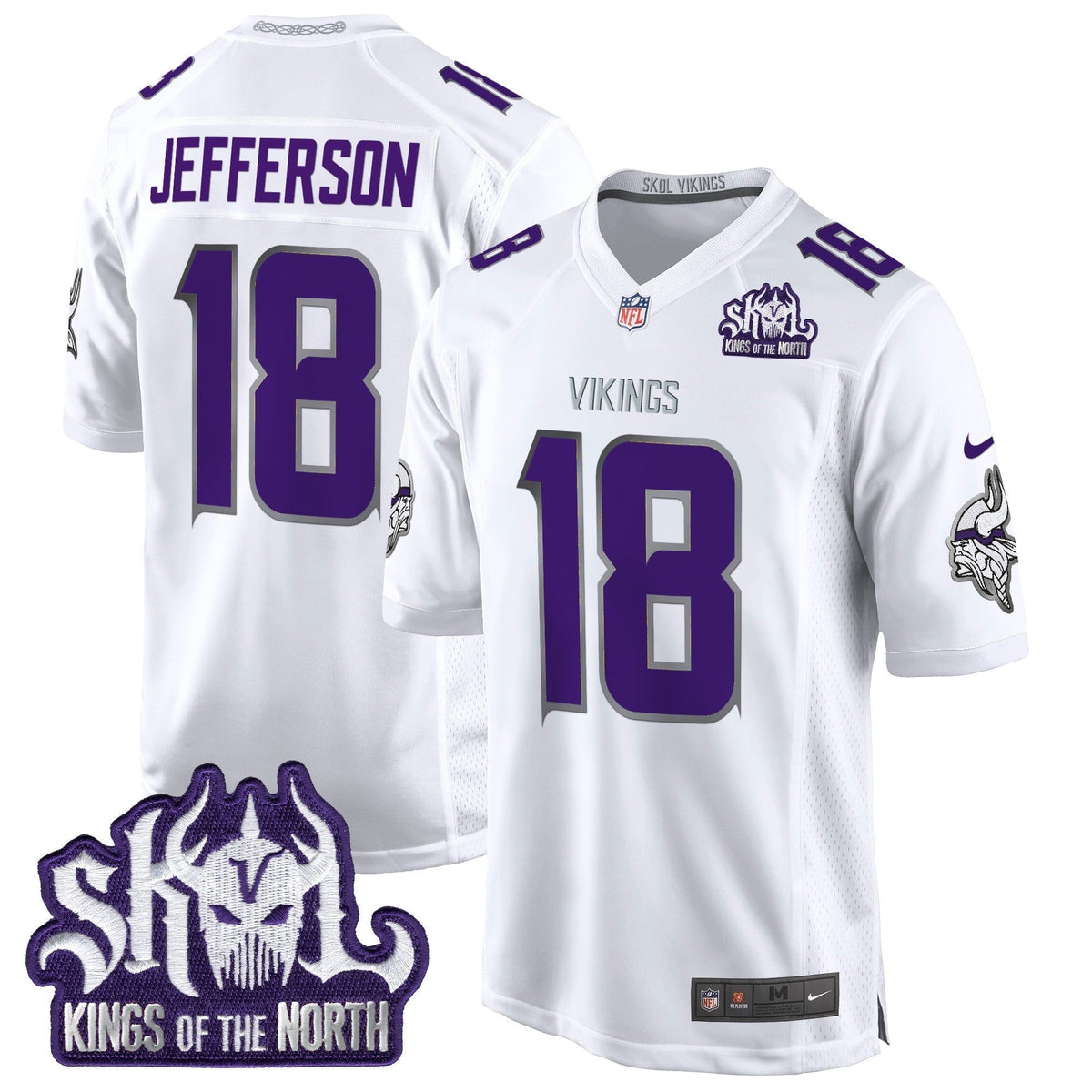Men's Minnesota Vikings King Of The North Patch Throwback Game Jersey - All Stitched