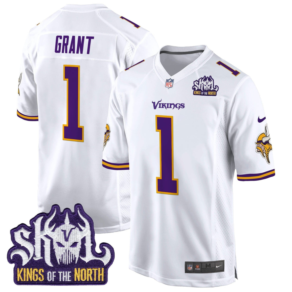 Men's Minnesota Vikings King Of The North Patch Throwback Game Jersey - All Stitched