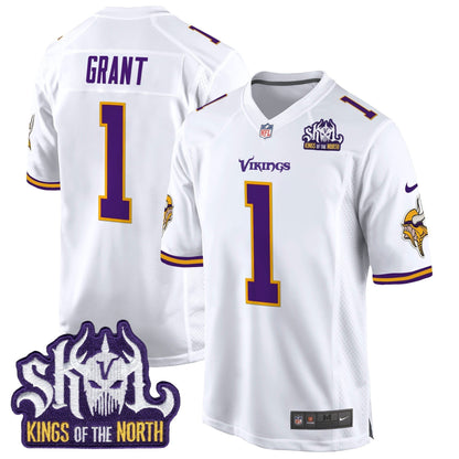 Men's Minnesota Vikings King Of The North Patch Throwback Game Jersey - All Stitched