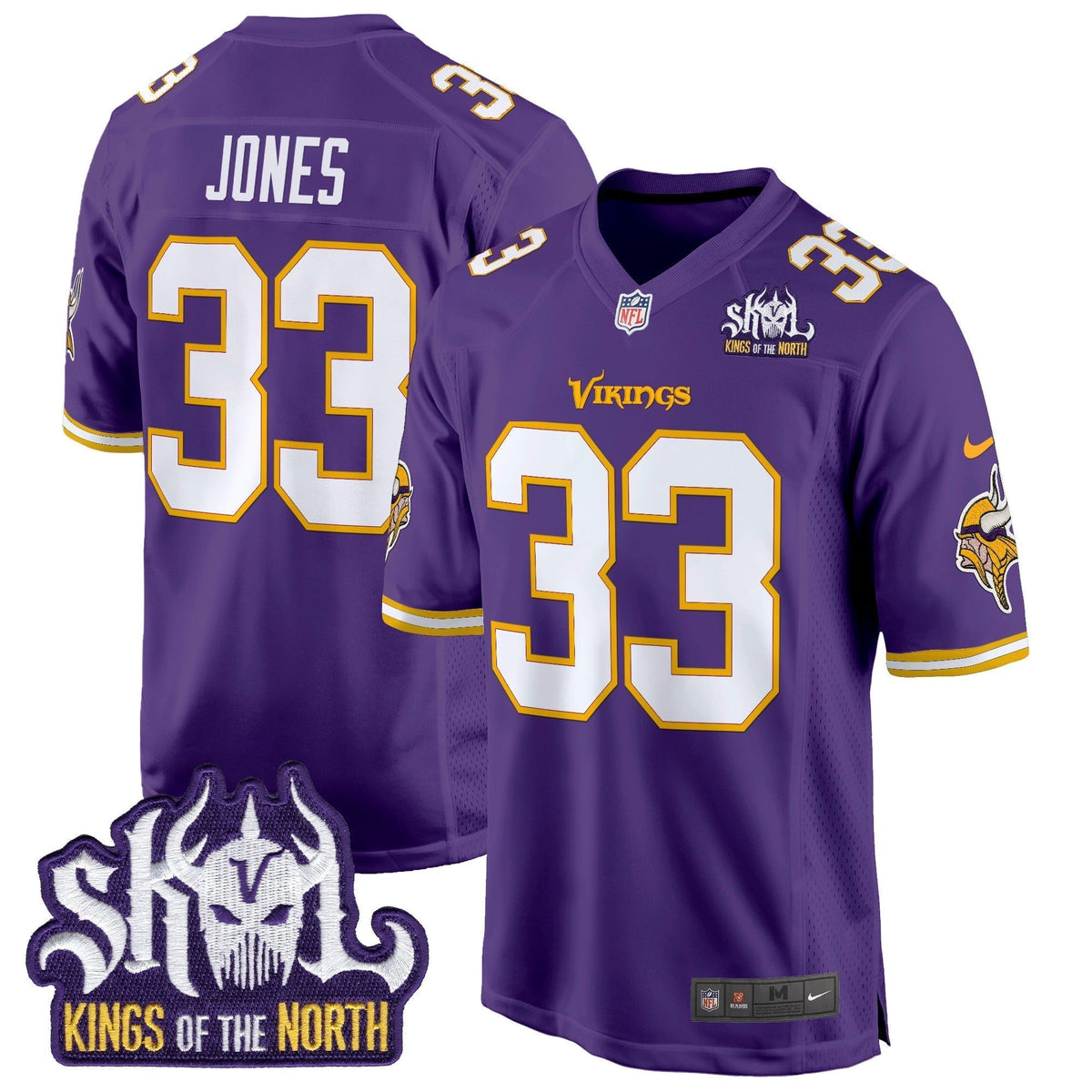 Men's Minnesota Vikings King Of The North Patch Throwback Game Jersey - All Stitched