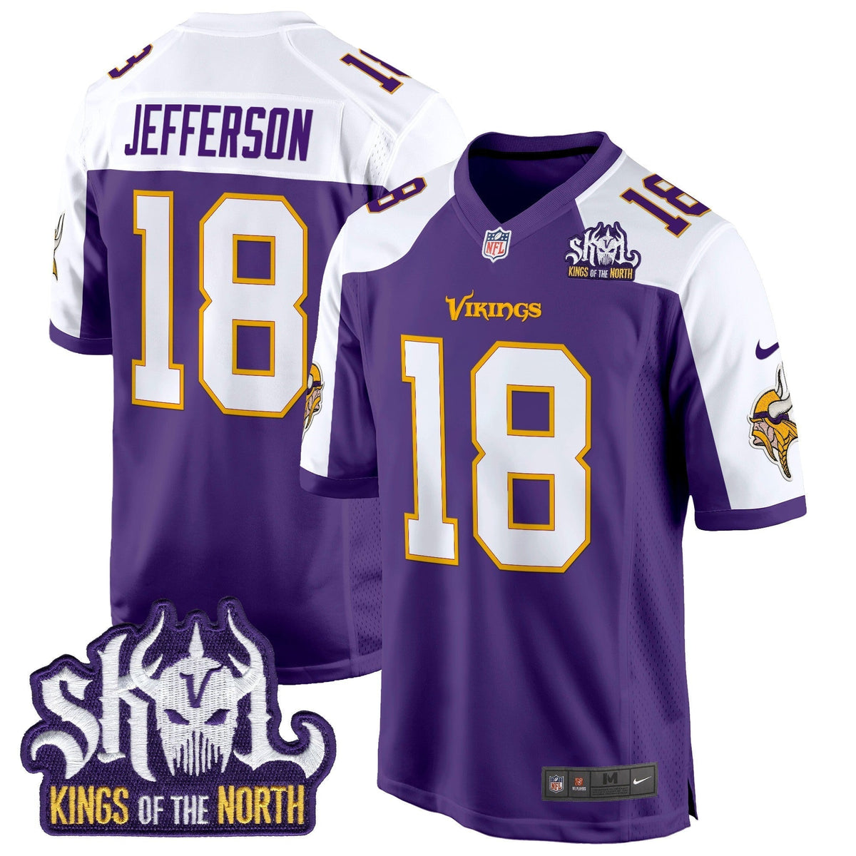 Men's Minnesota Vikings King Of The North Patch Throwback Game Jersey - All Stitched