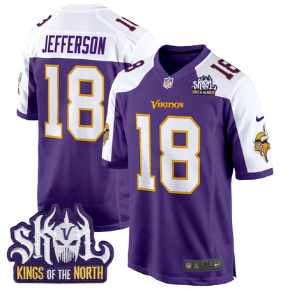 Men's Minnesota Vikings King Of The North Patch Throwback Game Jersey - All Stitched