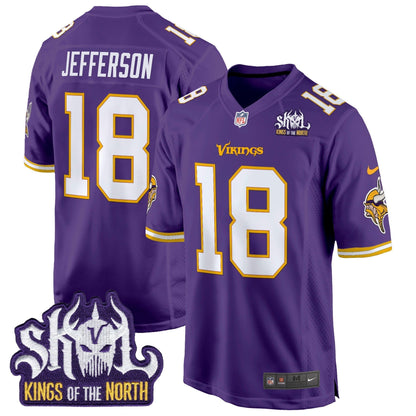 Men's Minnesota Vikings King Of The North Patch Throwback Game Jersey - All Stitched