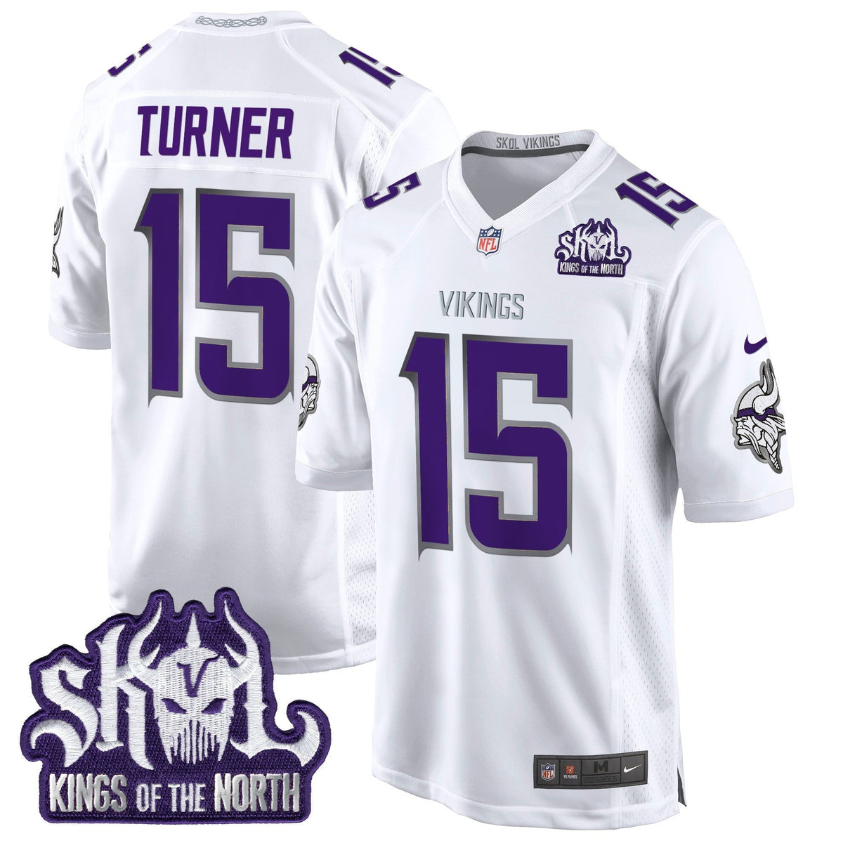 Men's Minnesota Vikings King Of The North Patch Throwback Game Jersey - All Stitched
