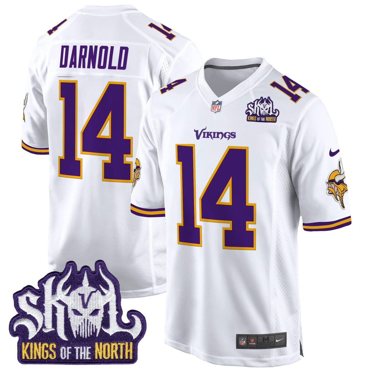 Men's Minnesota Vikings King Of The North Patch Throwback Game Jersey - All Stitched