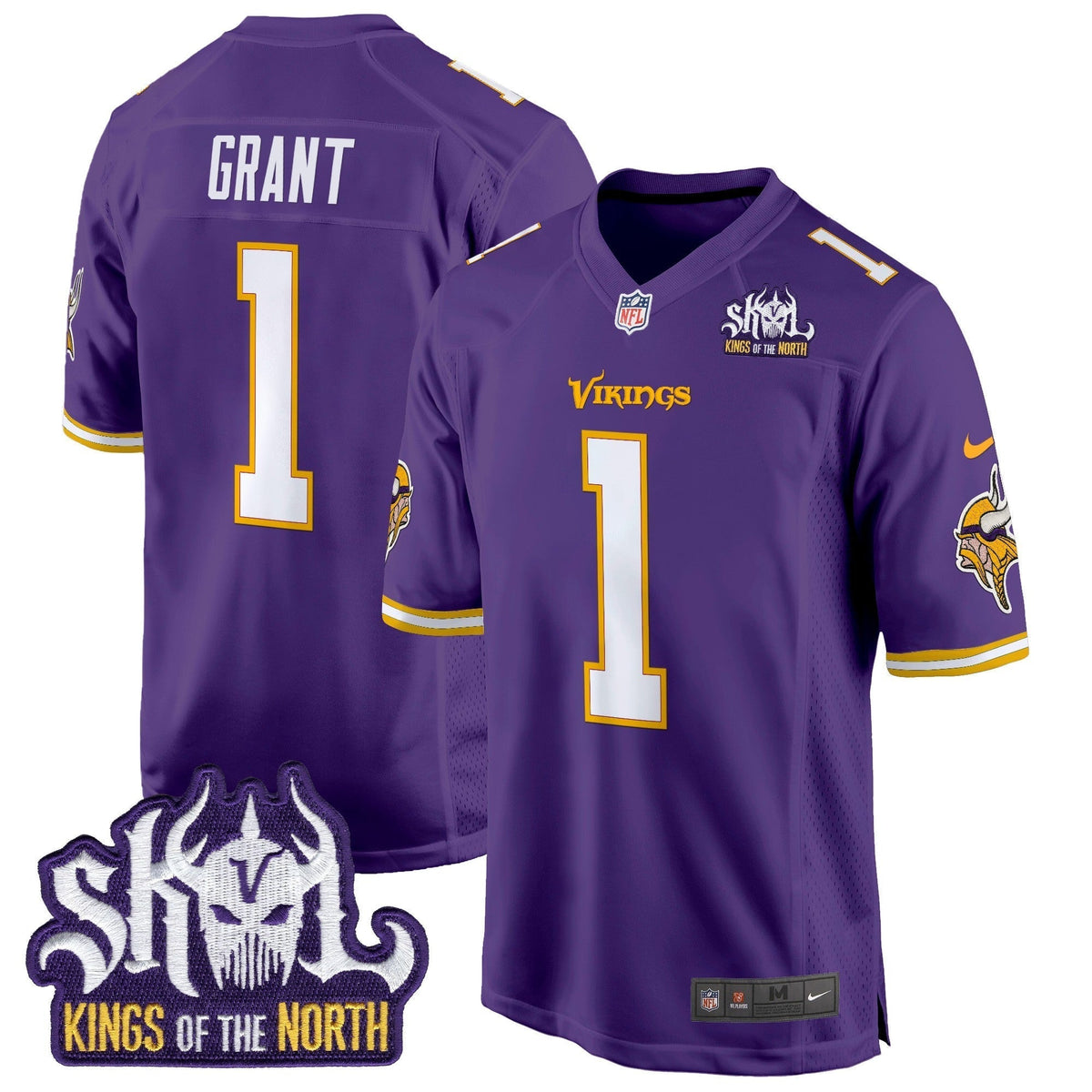 Men's Minnesota Vikings King Of The North Patch Throwback Game Jersey - All Stitched