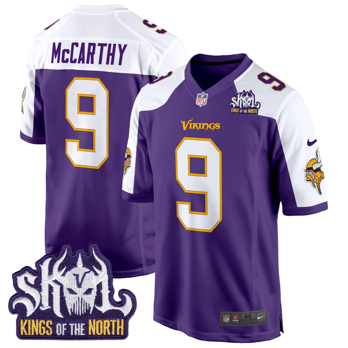 Men's Minnesota Vikings King Of The North Patch Throwback Game Jersey - All Stitched