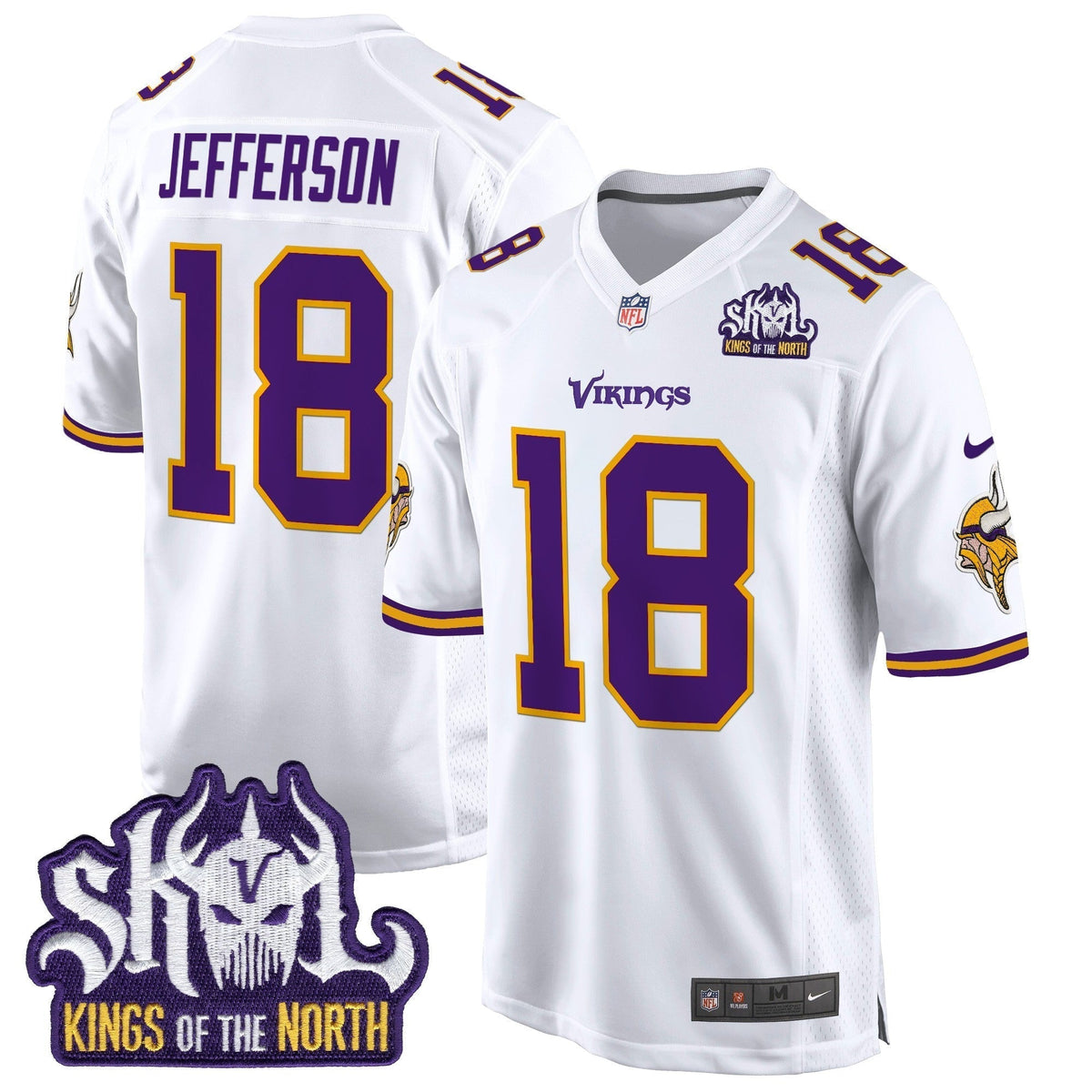 Men's Minnesota Vikings King Of The North Patch Throwback Game Jersey - All Stitched