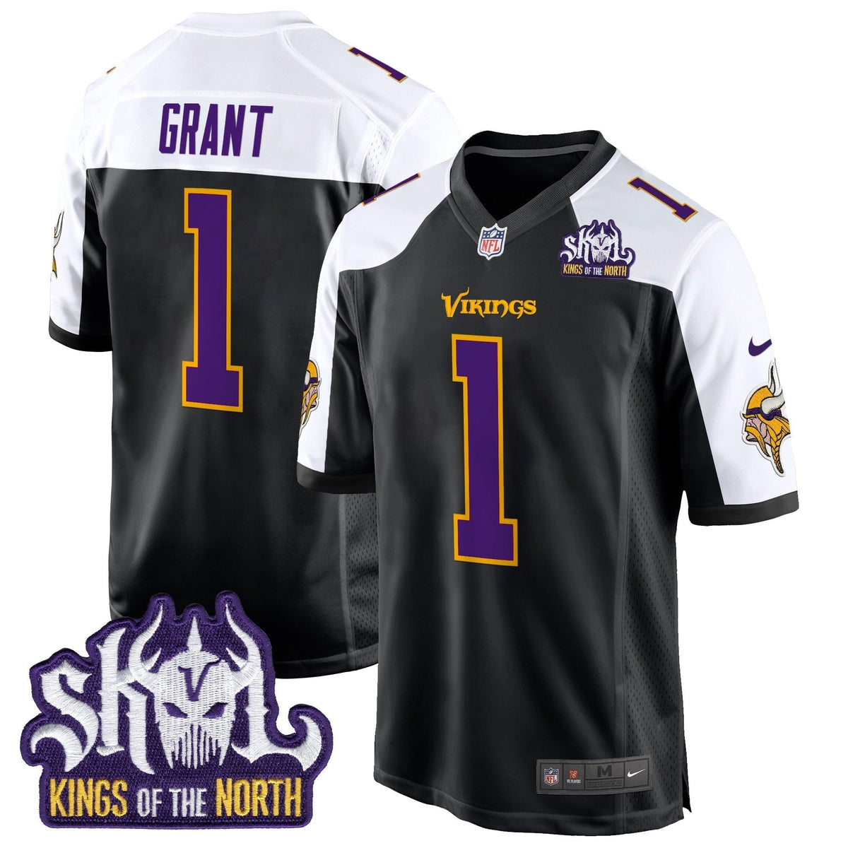 Men's Minnesota Vikings King Of The North Patch Throwback Game Jersey - All Stitched