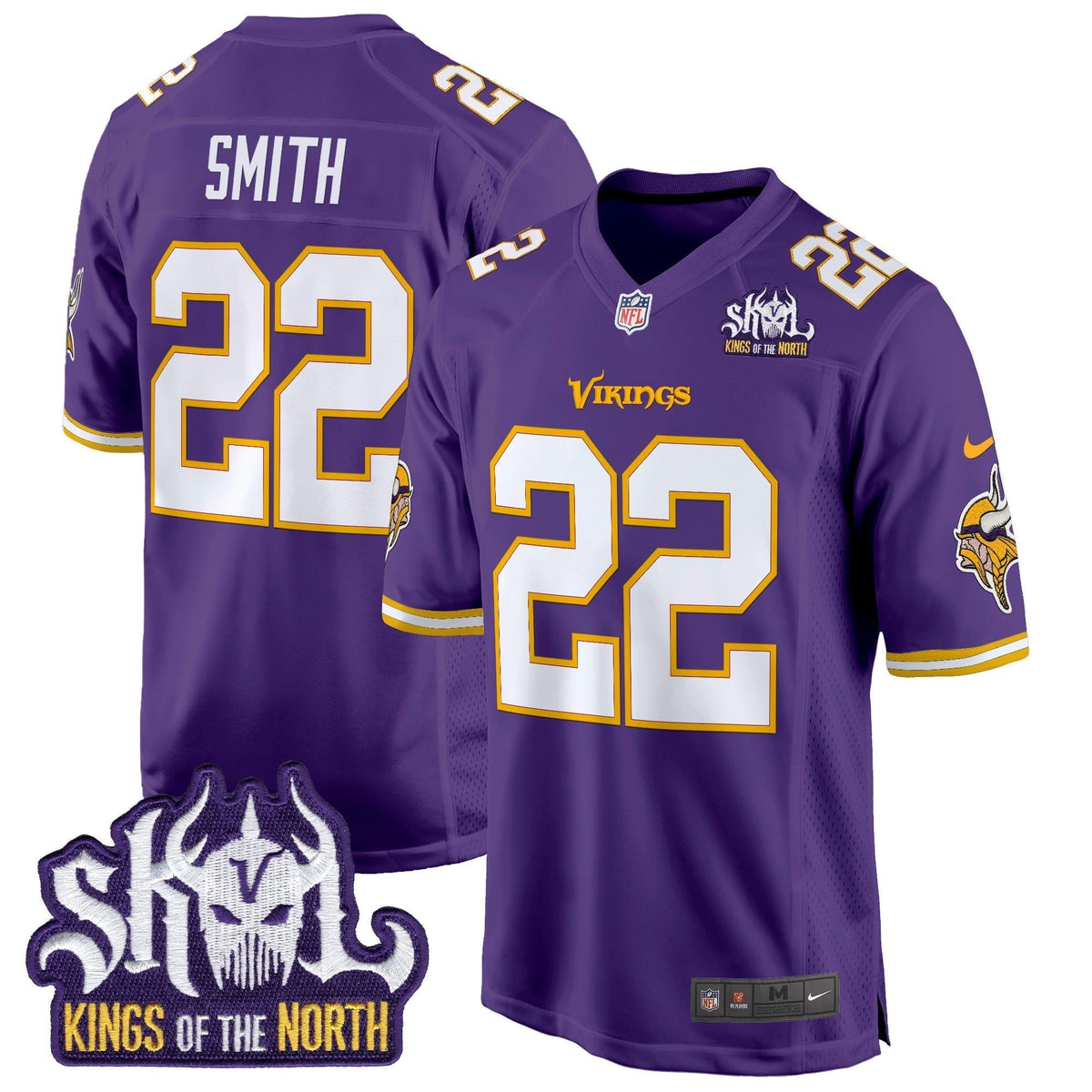 Men's Minnesota Vikings King Of The North Patch Throwback Game Jersey - All Stitched